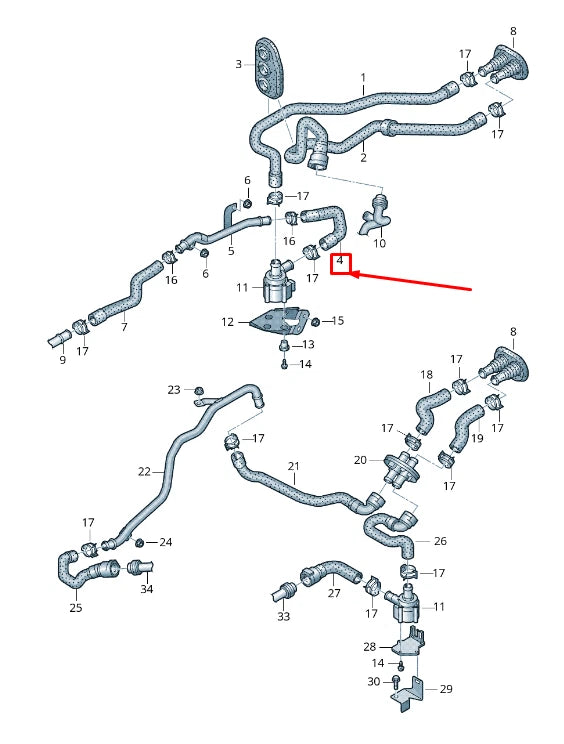 NEW AUDI Q5 8R HVAC HEATER HOSE 8R0819376T