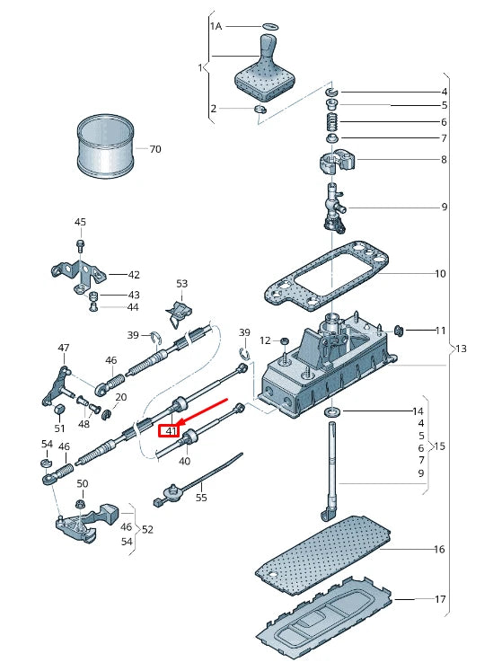 NEW AUDI Q3 8U GEAR SELECTOR CABLE 7N0711265A ORIGINAL