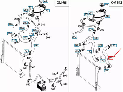 NEW MERCEDES-BENZ C W204 COOLANT HOSE A2045010382 ORIGINAL