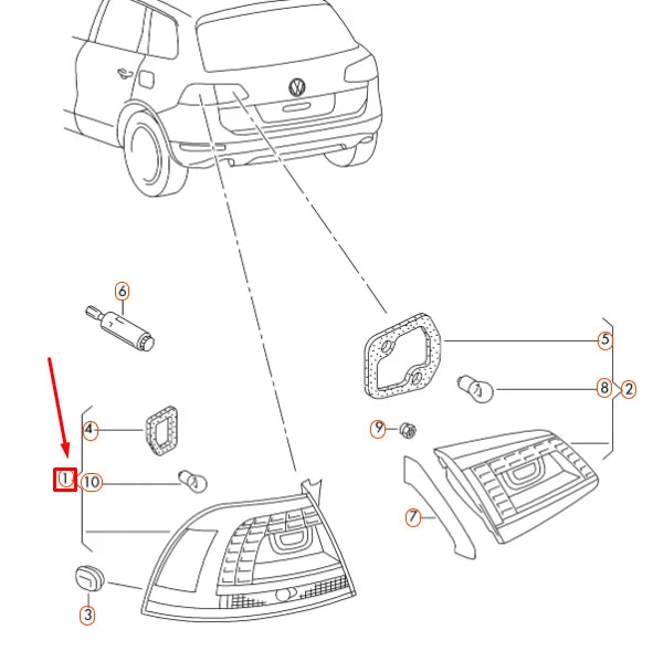 NEW VOLKSWAGEN TOUAREG 7P REAR RIGHT OUTER LED TAILLIGHT 7P6945208A ORIGINAL