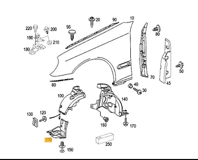 NEW MB C W203 FRONT LEFT FENDER LINER BOTTOM PART A2038810323