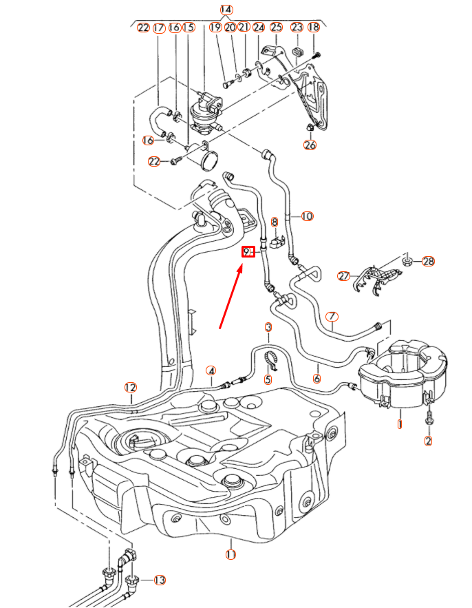 NEW AUDI A3 QUATTRO 8P EMISSION SYSTEM BREATHER TUBE 1K0201160AG ORIGINAL