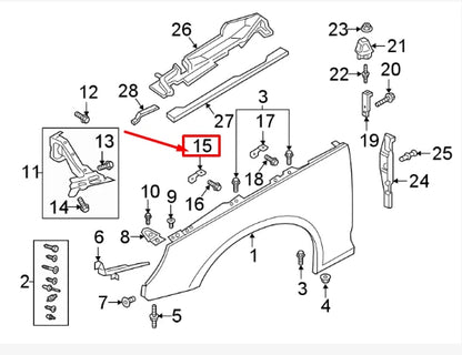 NEW AUDI A4 B9 FRONT RIGHT FENDER CENTER BRACKET 8W0821470 ORIGINAL