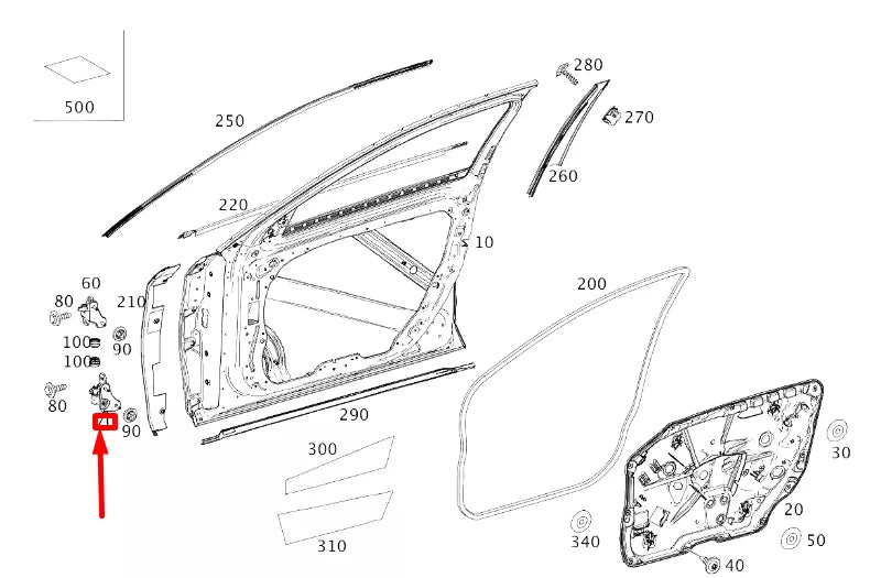 NEW MERCEDES-BENZ S W222 FRONT RIGHT DOOR LOWER HINGE A2227205201
