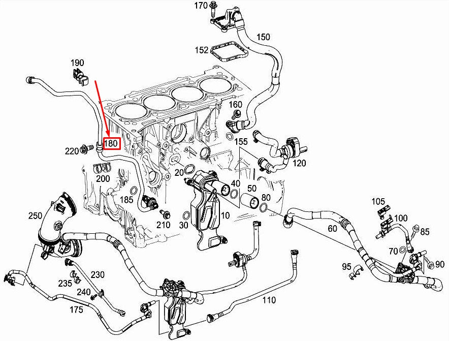 NEW MERCEDES-BENZ GLC X253 CRANKCASE VENT LINE A2740182300 ORIGINAL