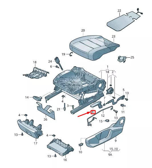 NEW VW TOUAREG CR LEFT SEAT HEIGHT ADJUSTMENT HANDLE 2G088225182V
