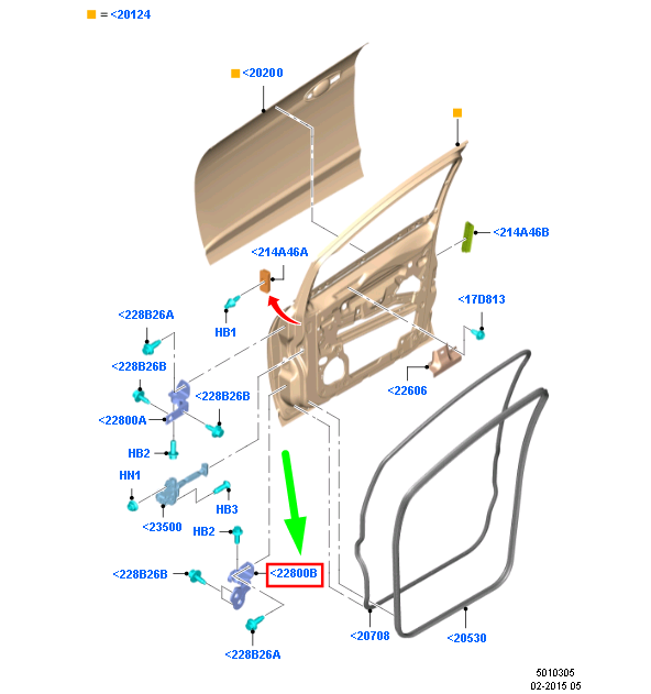 new ford grand c-max mk2 front left door lower hinge 1781674 original