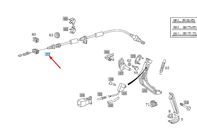 NEW MERCEDES-BENZ SL R129 ACCELERATOR CONTROL WIRE LHD A1293000530 ORIGINAL