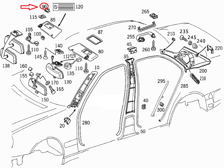 NEW MERCEDES-BENZ E-CLASS W210 SUN VISOR MIRROR MICRO SWITCH A2118700510
