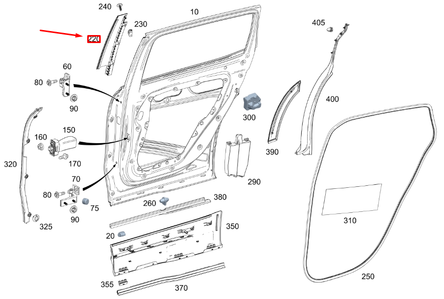 new mercedes-benz glb x247 rear left door b-pillar trim a2477323701 original