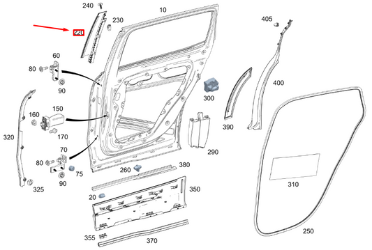 new mercedes-benz glb x247 rear left door b-pillar trim a2477323701 original