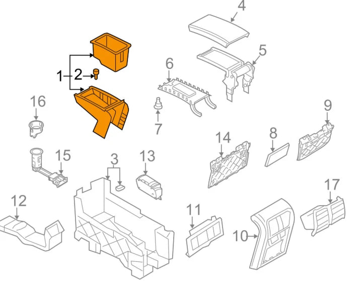 NEW VOLKSWAGEN CC 358 CENTER CONSOLE 3C0863315D1QB ORIGINAL