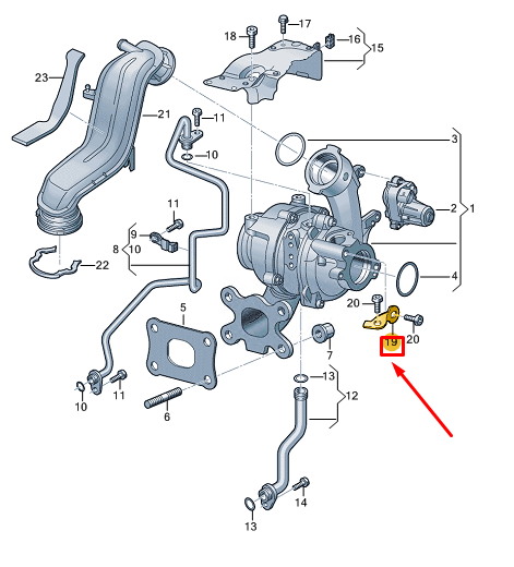 new vw caddy mk4 sb turbocharger bracket 05e145195 original