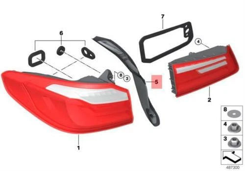 NEW BMW F90 G30 G38 TAIL LIGHT FINISHER TRUNK LID RIGHT 7382960 63217382960