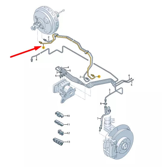 NEW VW TRANSPORTER T6 FRONT BRAKE PIPE RHD 7E2614741C ORIGINAL