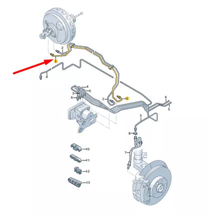 NEW VW TRANSPORTER T6 FRONT BRAKE PIPE RHD 7E2614741C ORIGINAL