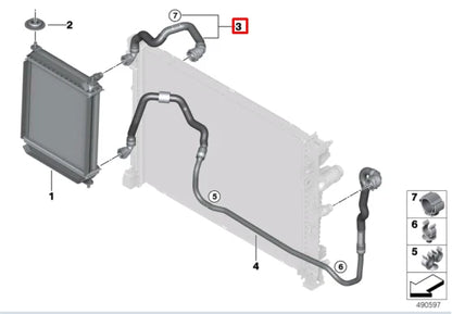 NEW BMW X5 G05 RIGHT SIDE WATER REMOTE RADIATOR HOSE 17129894789 ORIGINAL