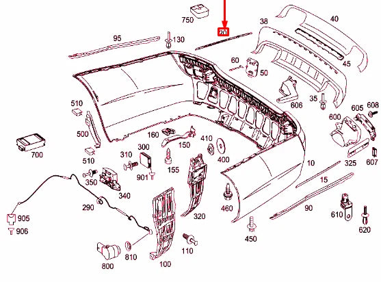 NEW MERCEDES-BENZ S-CLASS W221 REAR BUMPER RIGHT TRIM STRIP A2218850421 ORIGINAL