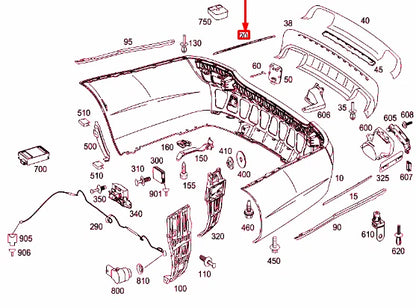 NEW MERCEDES-BENZ S-CLASS W221 REAR BUMPER RIGHT TRIM STRIP A2218850421 ORIGINAL