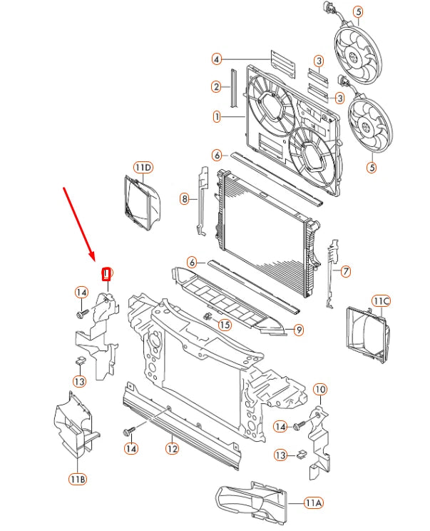 NEW AUDI Q7 4L FRONT RADIATOR RIGHT AIR GUIDE 4L0121284H ORIGINAL