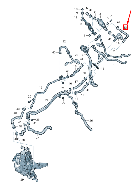 NEW AUDI A8 4N ENGINE COOLANT HOSE 4N0265348 ORIGINAL