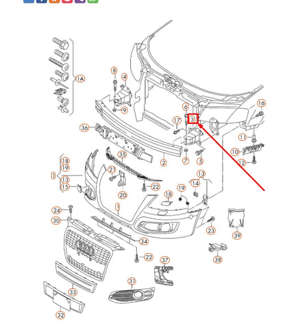 NEW AUDI A3 8P FRONT BUMPER LEFT IMPACT SHOCK ABSORBER 8P0807133C ORIGINAL