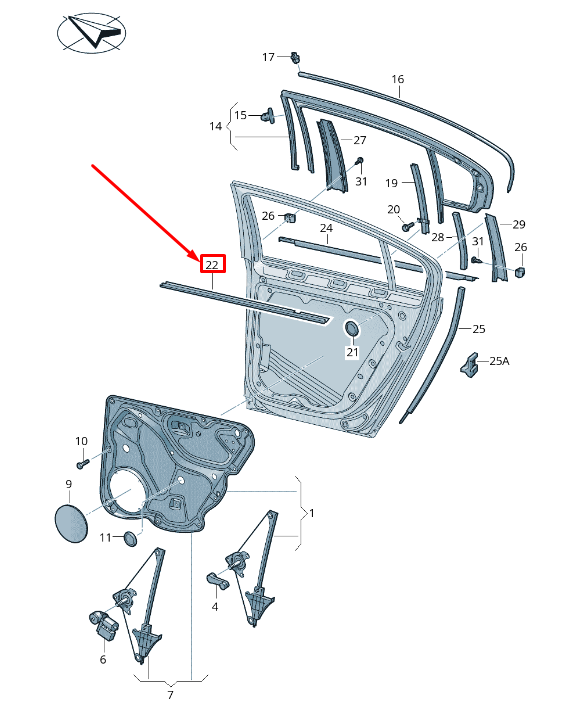 new vw passat b6 3c rear right door weather strip seal 3c9839472b5ap original