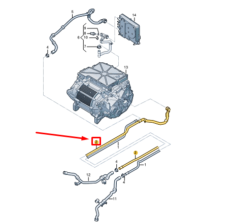 new audi q4 e-tron engine coolant pipe with coolant hose 1ea122141a original