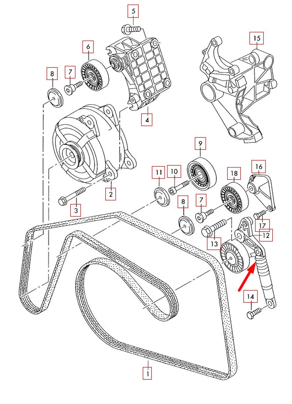 NEW VOLKSWAGEN TOUAREG 7L BELT TENSIONER PULLEY 059145201F 3.0 DIESEL