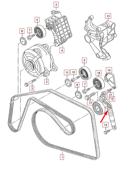 NEW VOLKSWAGEN TOUAREG 7L BELT TENSIONER PULLEY 059145201F 3.0 DIESEL