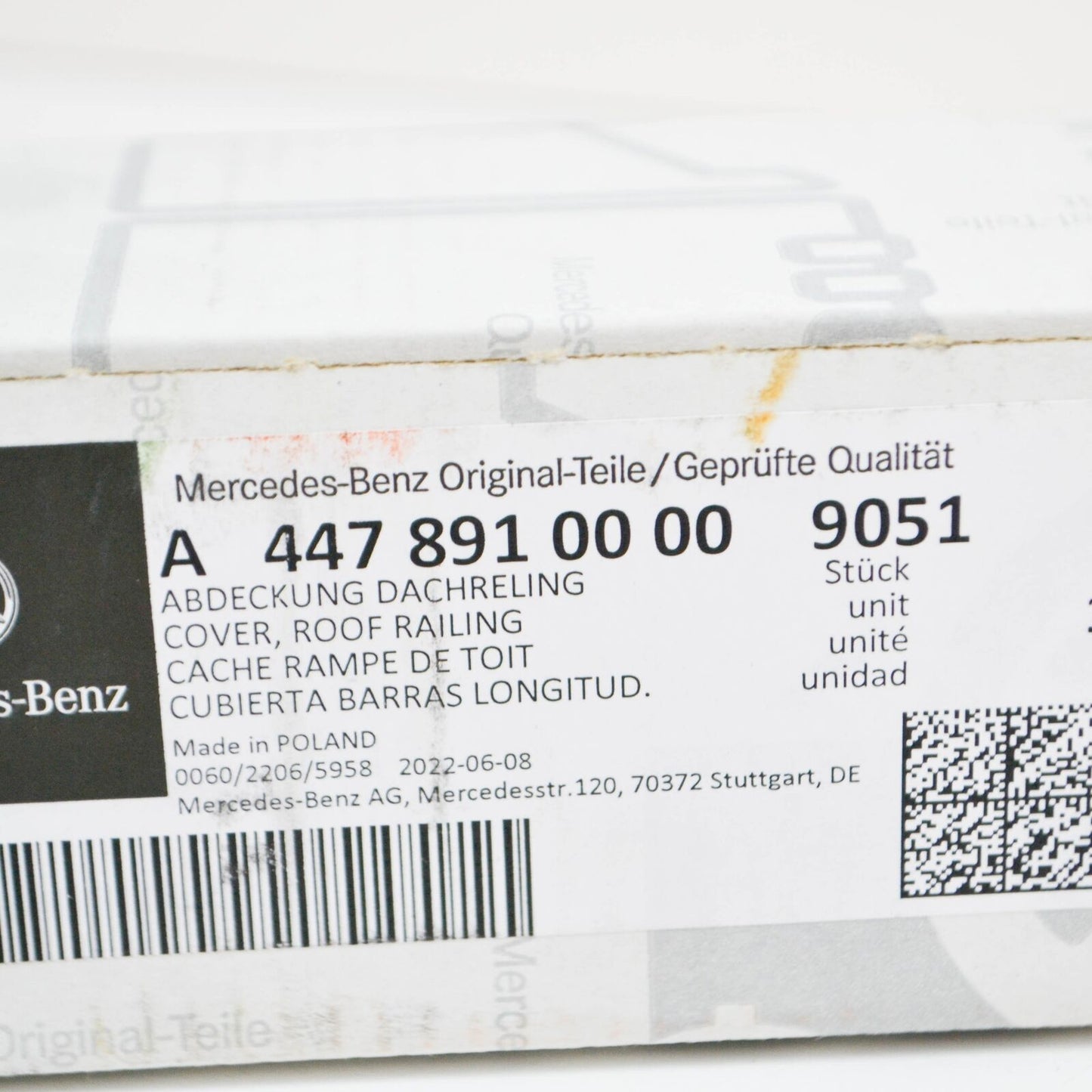 NEW MB VITO TOURER W447 FRONT RIGHT ROOF RACK COVER A44789100009051 ORIGINAL