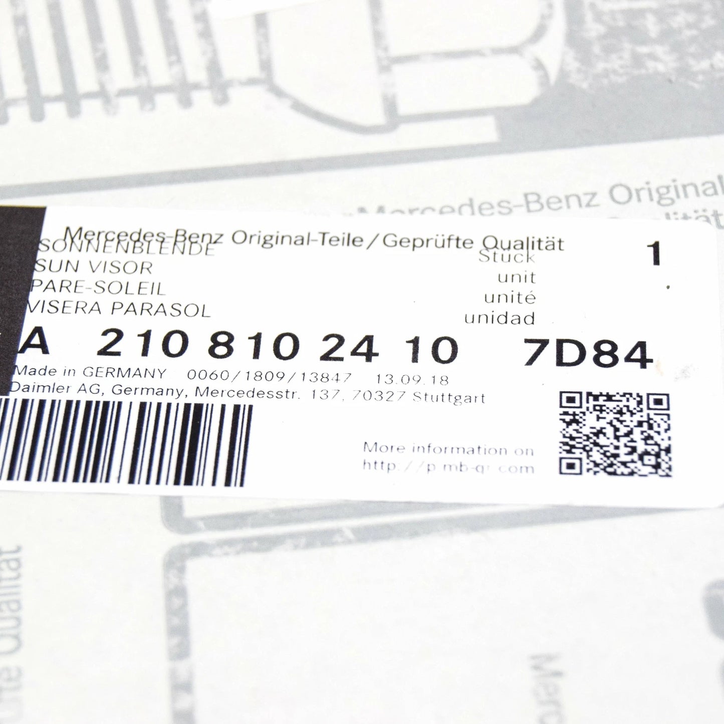 NEW MERCEDES-BENZ E W210 RIGHT SUN VISOR A21081024107D84