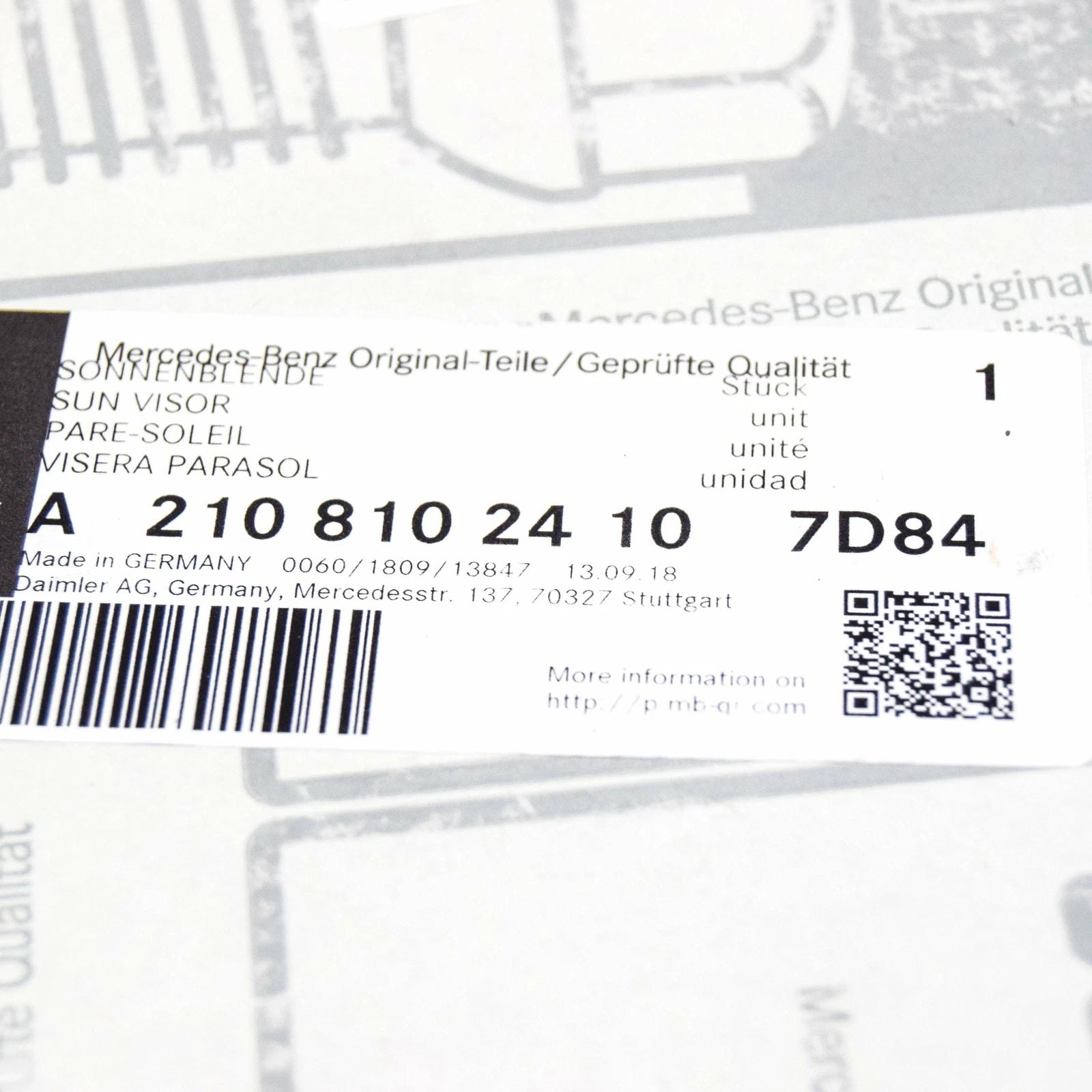 NEW MERCEDES-BENZ E W210 RIGHT SUN VISOR A21081024107D84