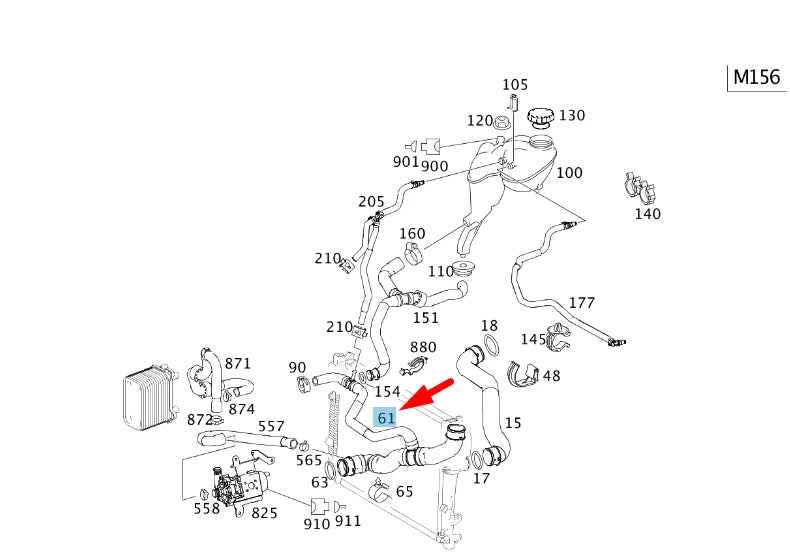 NEW MERCEDES-BENZ S W221 AMG RADIATOR BOTTOM COOLANT HOSE A2215011984 ORIGINAL