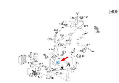 NEW MERCEDES-BENZ S W221 AMG RADIATOR BOTTOM COOLANT HOSE A2215011984 ORIGINAL