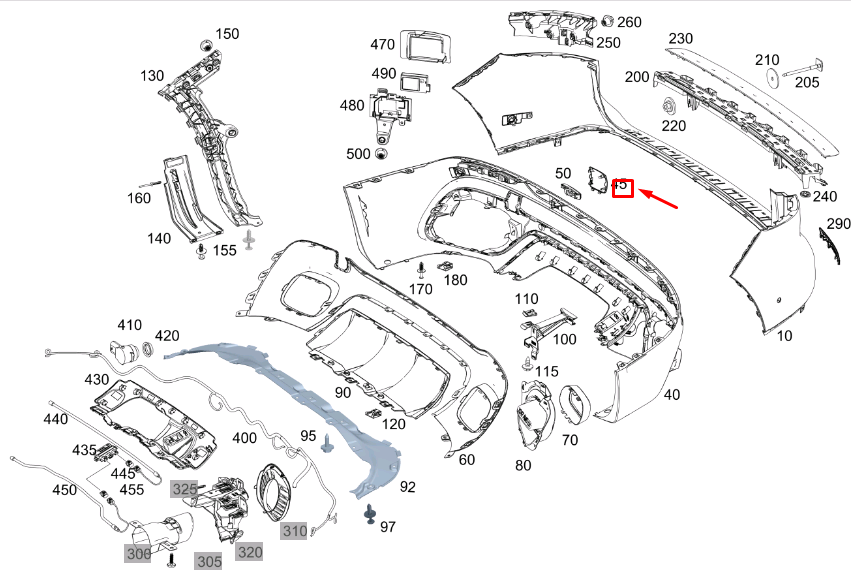new mercedes-benz glb x247 rear bumper tow eye cover a2478857401 original