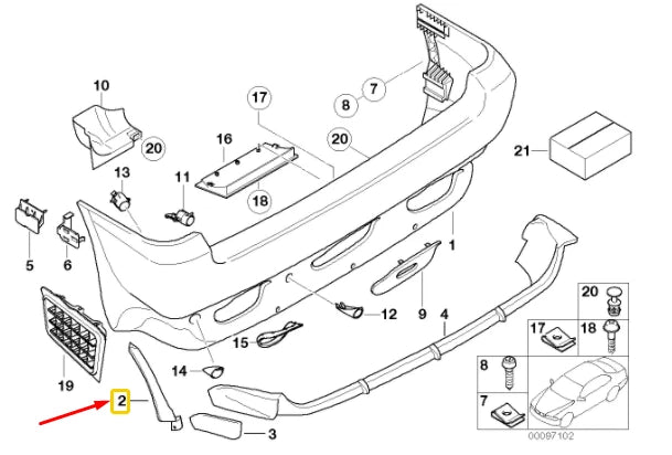 NEW BMW X5 E53 REAR BUMPER RIGHT TRIM SUPPORT 51127046920 7046920 ORIGINAL