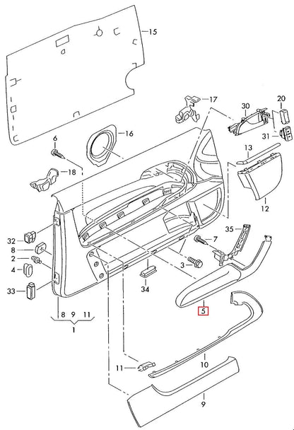 NEW AUDI A3 8P LEFT DOOR CARD PANEL ARMREST 8P386717324A 2009 ORIGINAL