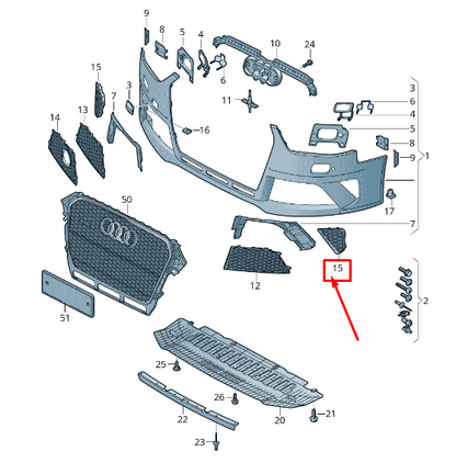 new audi a4 avant b8 front right bumper air guide grille 8k0807680t94 original