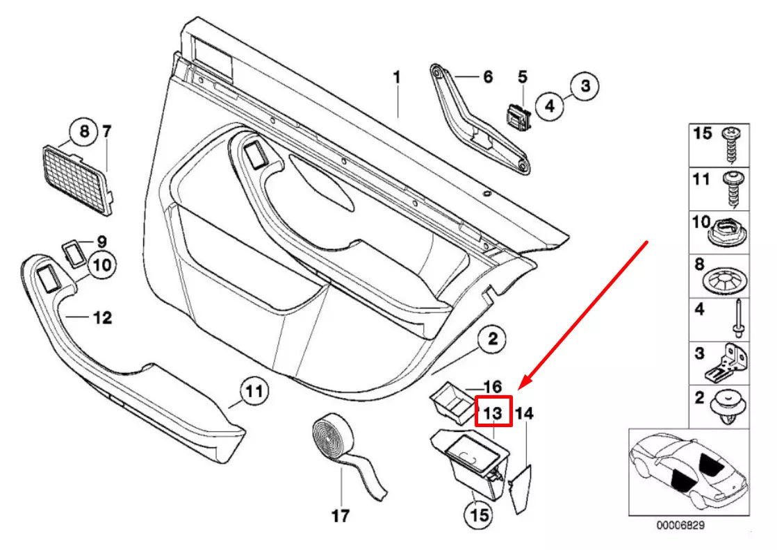 NEW BMW 5 E39 REAR LEFT DOOR ASHTRAY 8205187 51168205187 ORIGINAL