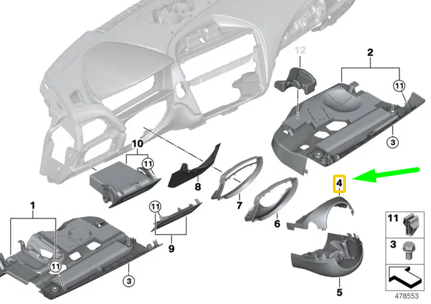 new bmw 1 f20 steering column upper trim panel 6823466 61316823466 original