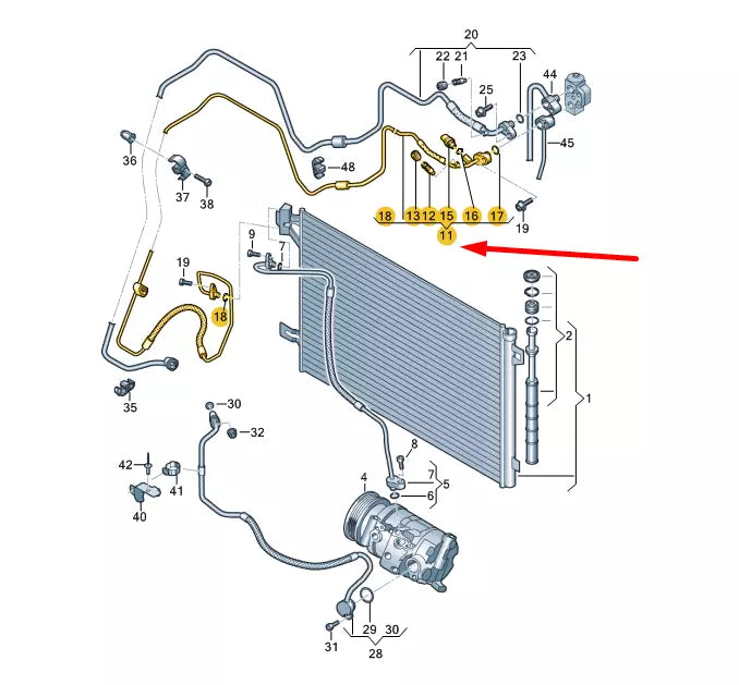 NEW VW TRANSPORTER T6 REFRIGERANT LINE RHD 7E2820741H ORIGINAL