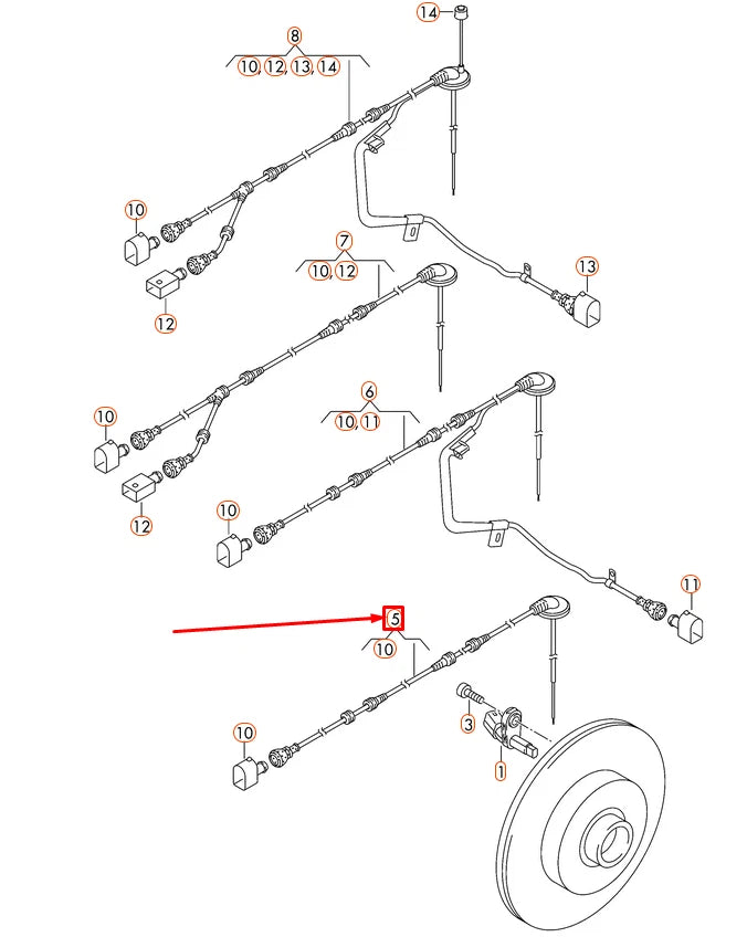NEW VW BEETLE A5 REAR LEFT SPEED SENSOR WIRING HARNESS 5C0927904A ORIGINAL