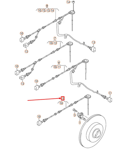 NEW VW BEETLE A5 REAR LEFT SPEED SENSOR WIRING HARNESS 5C0927904A ORIGINAL