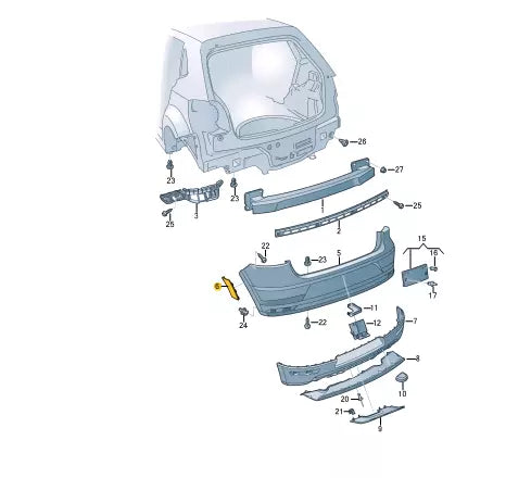 NEW VOLKSWAGEN POLO 6R 6C REAR LEFT BUMPER TRIM 6C0807837A9B9 ORIGINAL