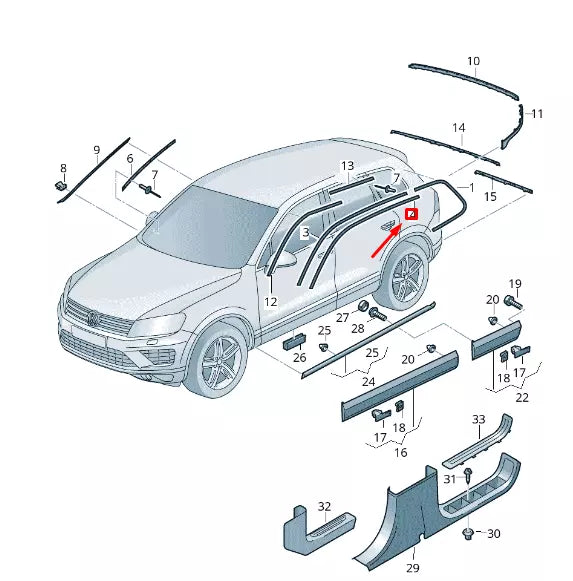 NEW VW TOUAREG 7P MK2 RIGHT SIDE ROOF RETAINING STRIP 7P6854514B9B9