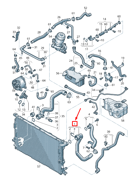 NEW AUDI A8 4H UPPER RADIATOR COOLANT HOSE 4H0122101D ORIGINAL