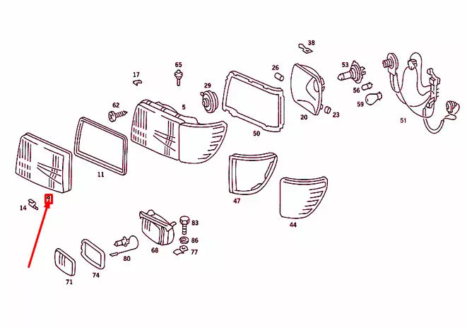 NEW MERCEDES-BENZ SL R107 FRONT RIGHT HEADLIGHT LENS A0018266290