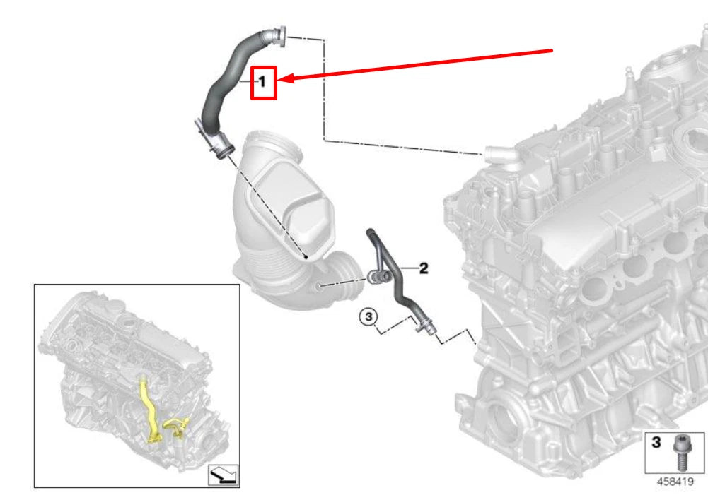 NEW BMW 4 GRAN COUPE F36 CCV HOSE 7637521 11157637521 ORIGINAL