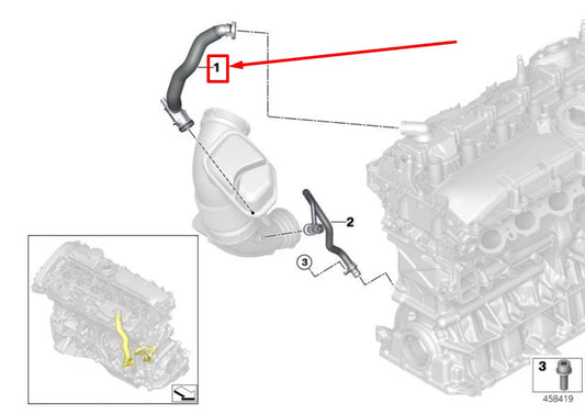 NEW BMW 4 GRAN COUPE F36 CCV HOSE 7637521 11157637521 ORIGINAL